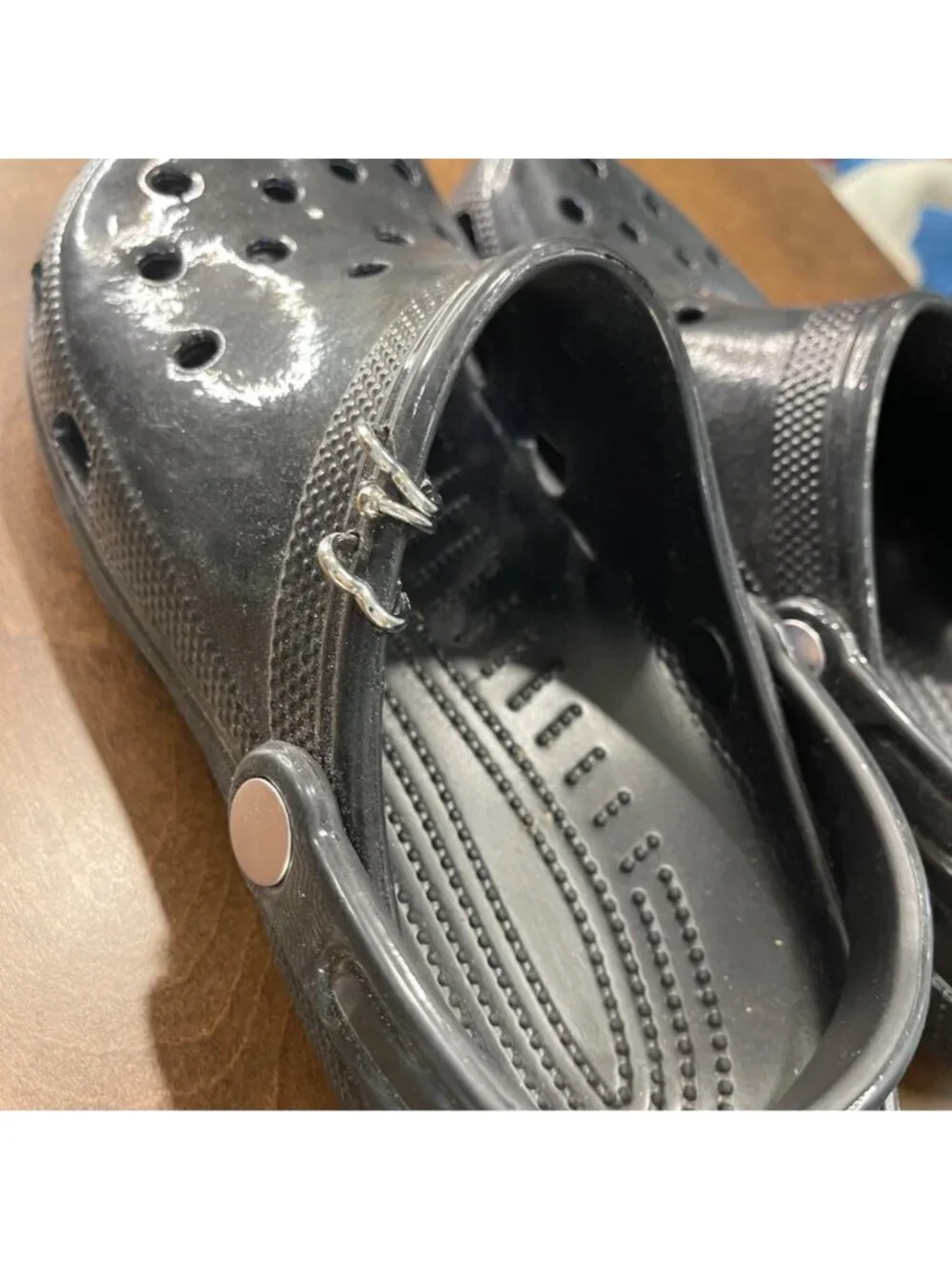 CROCS Classic High Gloss Clogs UPCYCLED Unisex Adult Size W11 M9 Charm Accents
